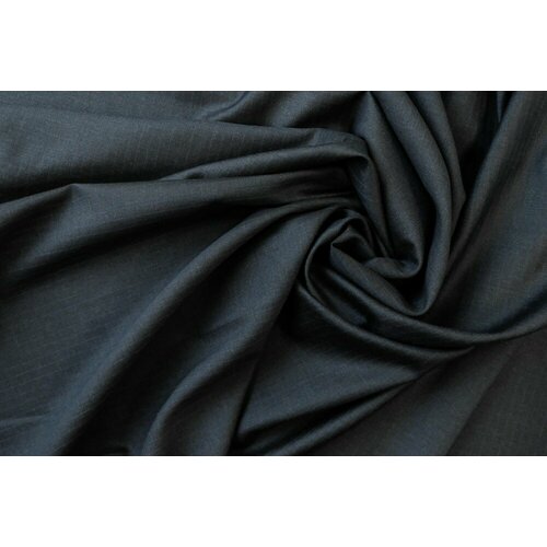 Ткань костюмная шерсть графитовая в сине-голубую полосочку