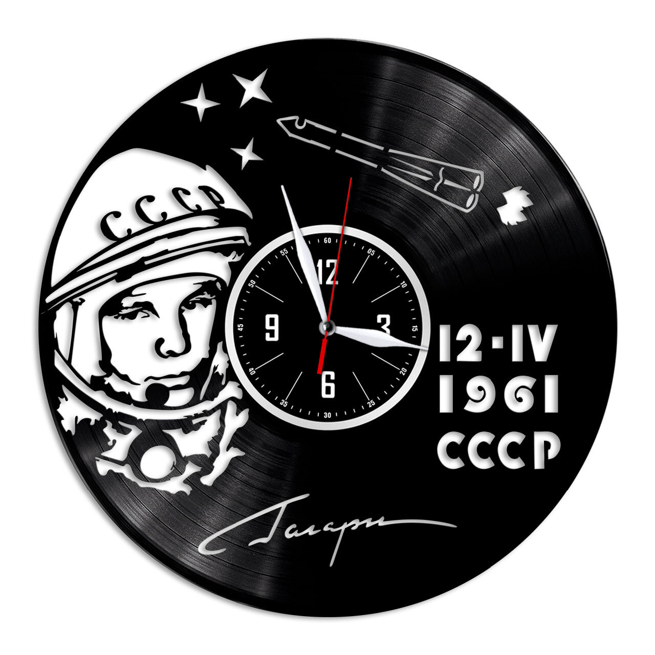 Гагарин - настенные часы из виниловой пластинки