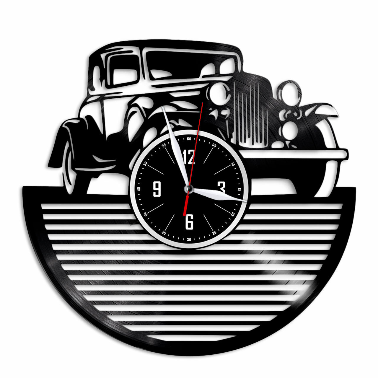 Ретро автомобиль - настенные часы из виниловой пластинки