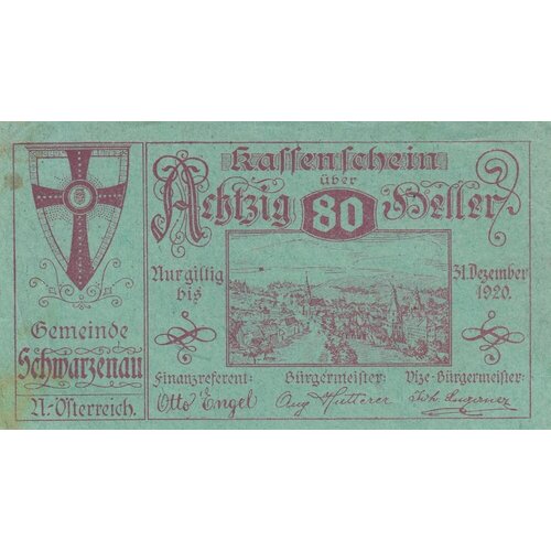 Австрия, Шварценау 80 геллеров 1920 г. австрия лебинг 80 геллеров 1920 г 1