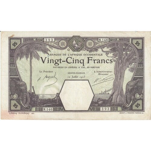 Французская Западная Африка 25 франков 1923 г. предприятие testoud акция в 1000 франков на предъявителя 1923 г