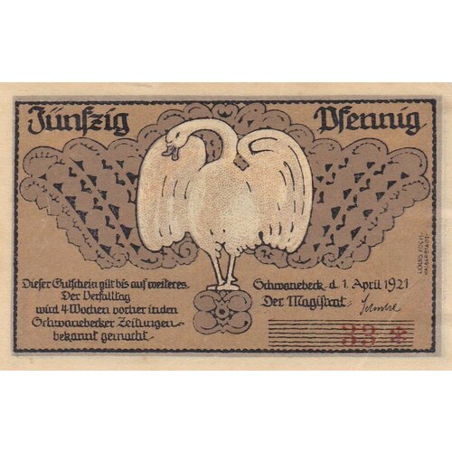 Германия (Веймарская Республика) Шванебек 50 пфеннигов 1921 г.