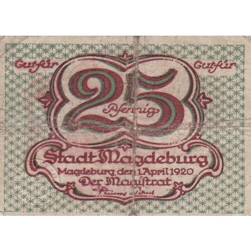 Германия (Веймарская Республика) Магдебург 25 пфеннигов 1920 г.