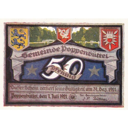 Германия (Веймарская Республика) Поппенбюттель 50 пфеннигов 1921 г. (№6)