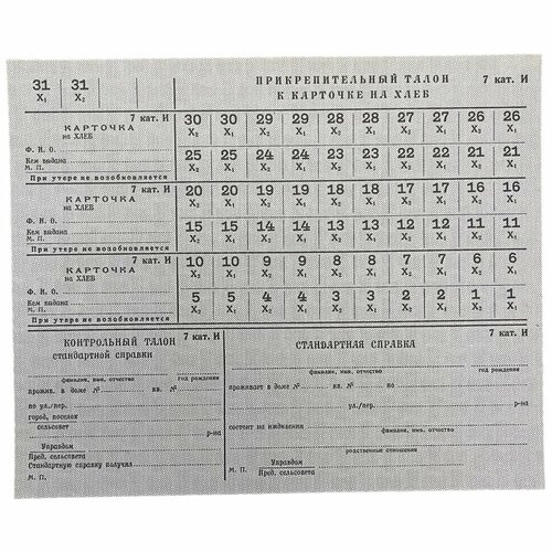 СССР, Прикрепительный талон к карточке на хлеб, 1980-1990-е гг. (2)