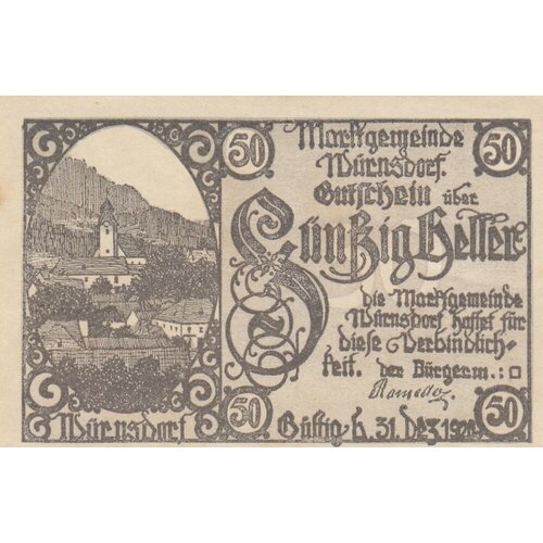 Австрия, Вюрнсдорф 50 геллеров 1914-1920 гг.