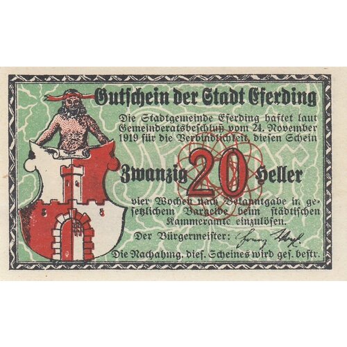Австрия, Эфердинг 20 геллеров 1919 г. (№1.2) австрия эфердинг 20 геллеров 1919 г u