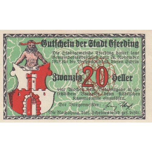Австрия, Эфердинг 20 геллеров 1919 г. (№1.2) (2) австрия эфердинг 20 геллеров 1919 г 1 4 2