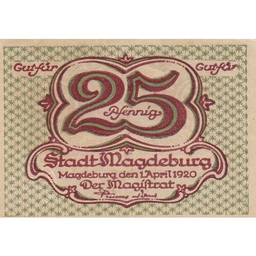 Германия (Веймарская Республика) Магдебург 25 пфеннигов 1920 г. (2)
