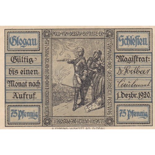 Германия (Веймарская Республика) Глогау 75 пфеннигов 1920 г.