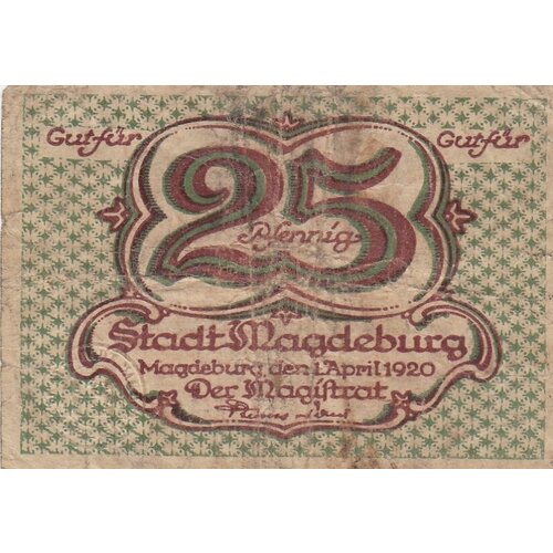 Германия (Веймарская Республика) Магдебург 25 пфеннигов 1920 г. (4)