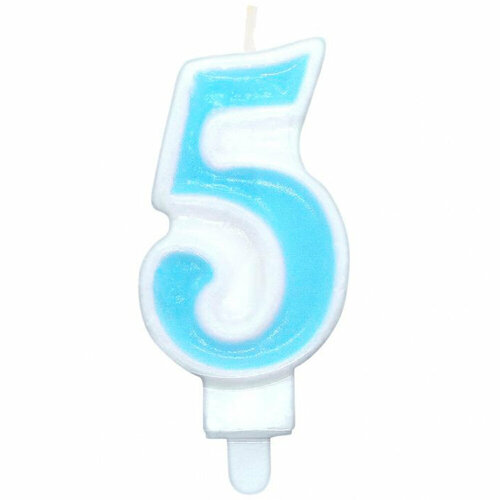 Свеча для торта Цифра 5 Веселая вечеринка голубой L0285-BL 350₽