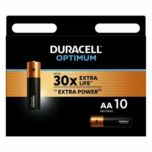 Батарея Duracell Optimum АА 10 шт батарейка duracell aa в упаковке 12 шт