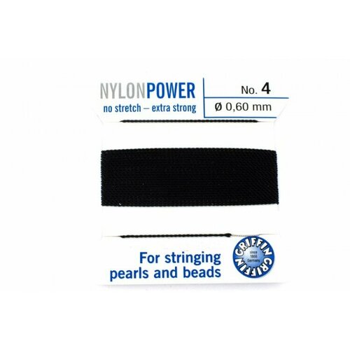 Нить для жемчуга и бисера Griffin с иглой диаметр 06мм длина 2м цвет черный 1030-132 1шт 455₽