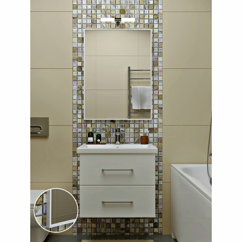 TODA ALMA Зеркало в ванную комнату прямоугольное влагостойкое в раме 60x43.5 см, цвет рамы - белый 600435WT