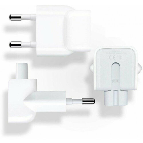 Адаптер-переходник Europlug (Евровилка) для блоков питания Apple MacBook/iPad/iPhone, белый