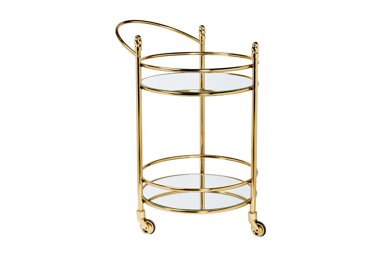 фото Тележка сервировочная металлическая с зеркальными полками 79MAL-7062