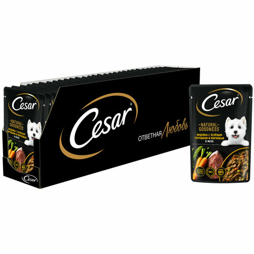 Cesar Natural Goodness, с индейкой, горохом и морковью в желе, пауч (0.08 кг) 28 шт