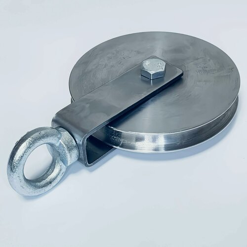 Изображение товара Блок монтажный армогиб с рым-болтом 12 мм, ролик Ф 140 мм с подшипником и канавкой 15 мм для подъема грузов до 315 кг