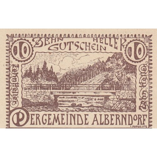 Австрия, Альберндорф 10 геллеров 1920 г.