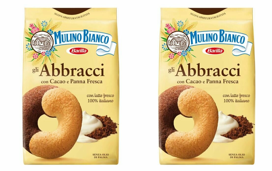 Mulino Bianco Печенье Abbracci с какао и сливками, 350 г, 2 уп