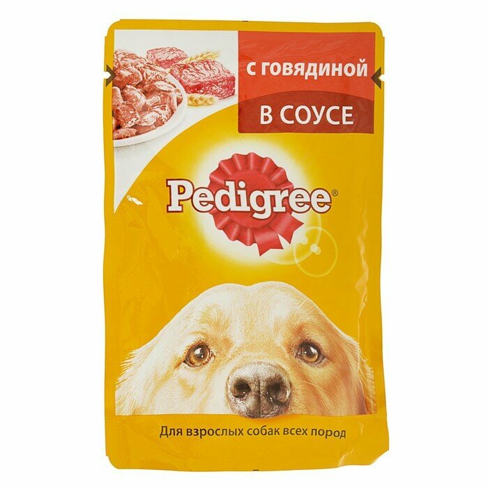 Влажный корм Pedigree для собак, говядина в соусе, пауч, 85 г, 28 штук