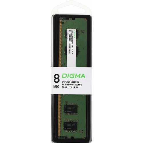 DIGMA Память DDR5 8Gb 4800MHz Digma DGMAD5480008S RTL PC5-38400 CL40 DIMM 288-pin 11В single rank Ret 451800₽