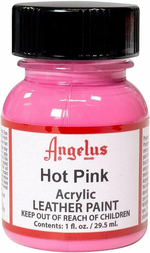 Акриловая художественная краска Angelus для ткани и кожи, Hot pink 186 (ярко-розовый), 29.5 мл