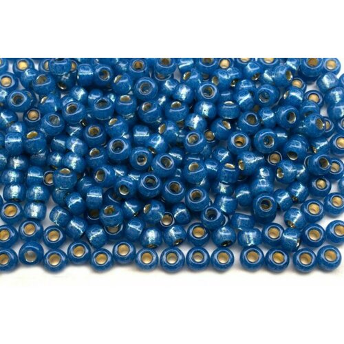 Бисер японский MIYUKI круглый 8/0 #0648 синий джинс, алебастр/серебряная линия внутри, 10 грамм