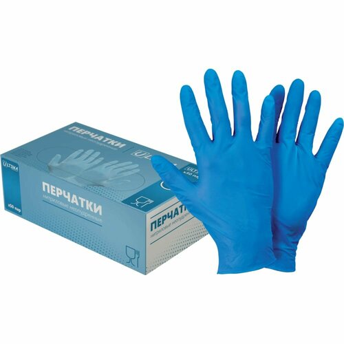 Текстурированные нитриловые неопудренные перчатки ULTIMA ULT300 SKY BLUE, р. S/7