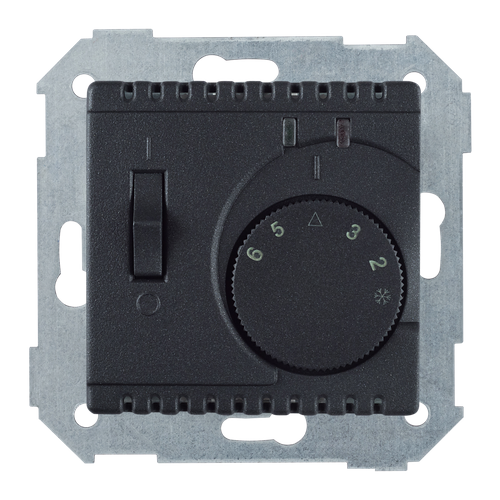 Simon 82 Графит Термостат с датчиком в пол (зондом) с выключателем, Simon, арт.82504-38 графит