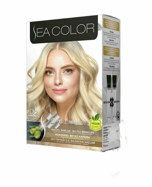 SEA COLOR Набор для окрашивания волос HAIR DYE KIT 0.2 Бэйби-блонд