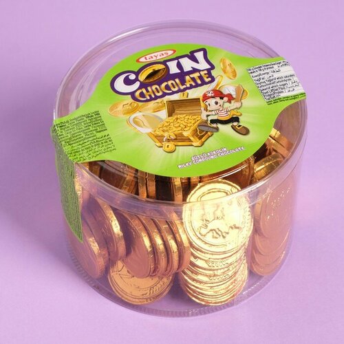 Монеты Tayas coin chocolate золотистые с какао из шоколадной глазури, 5 г