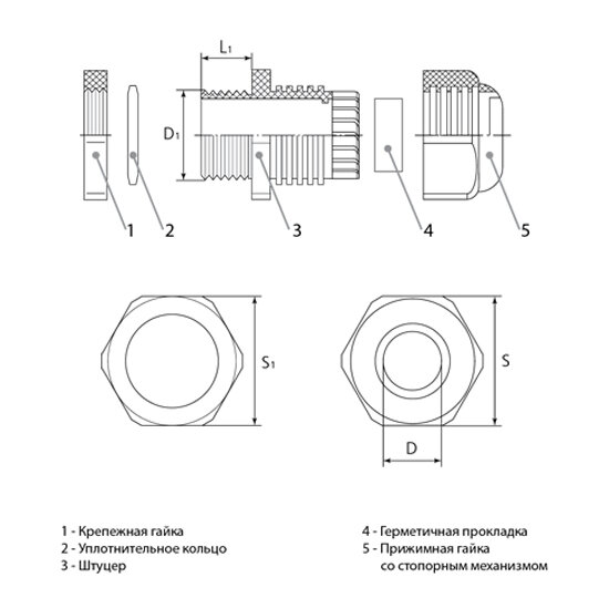 Кабельные ввод Fortisflex (сальник) металлические PGM-16 (60884) 1 шт