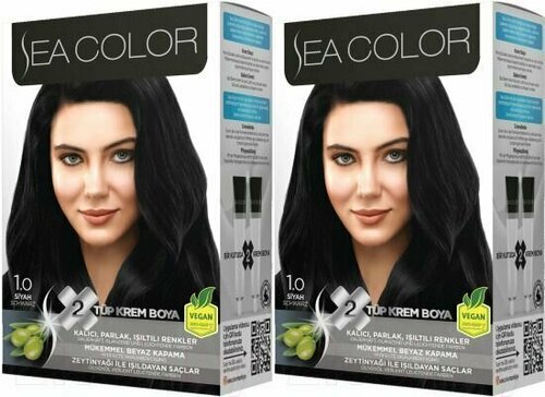 SEA COLOR HAIR DYE KIT Набор для окрашивания волос 1.0 Черный натуральный, 2 шт.