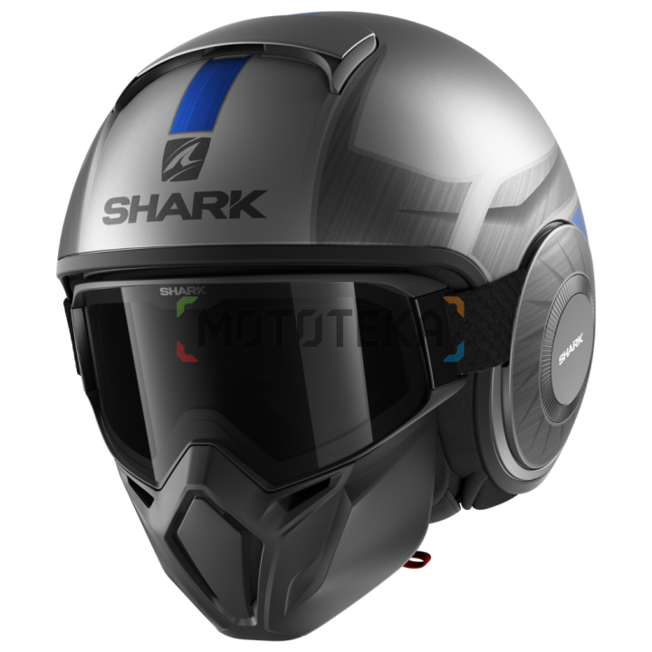 Шлем мото интеграл SHARK (Шарк) STREET DRAK TRIBUTE RM MAT Grey/Blue XL