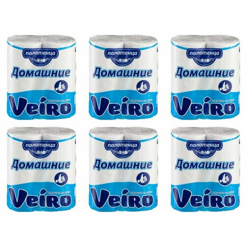 Veiro Бумажные полотенца 2-х слойные 2 рулона Домашние, 6 уп veiro полотенца бумажные classic 2х слойные 2 рулона 2 уп