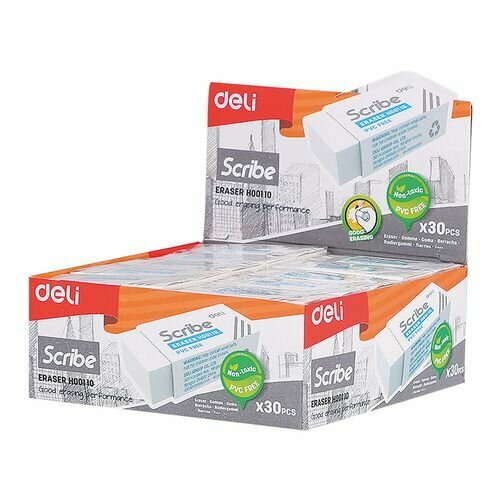 Ластик Deli Scribe EH00110, 42x17x10мм , белый