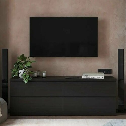 Мальм / VARMA Комод шведский стандарт 4D, 160x54x40, шпон, черный