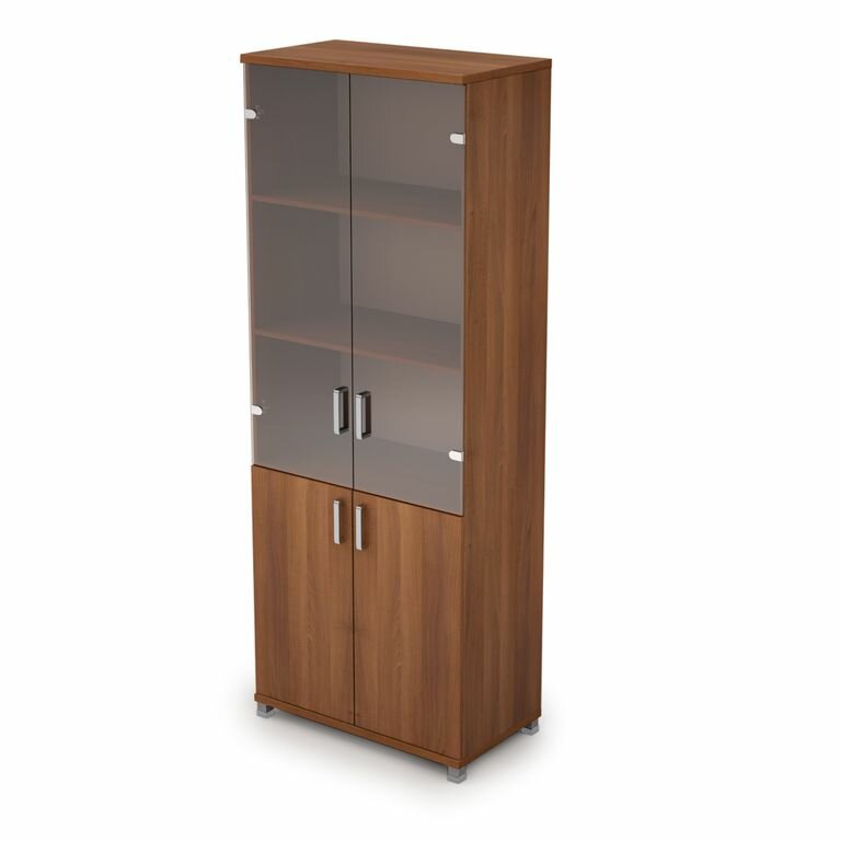 фото Шкаф для документов высокий (2 низкие двери ЛДСП, 2 средние двери стекло ) AVANCE ALSAV 6Ш.005.3 Шамони темный 800х450х2116