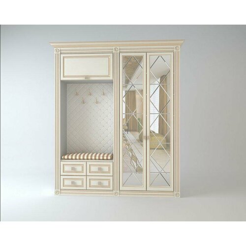 Встроенная классическая прихожая со шкафом и открытой частью