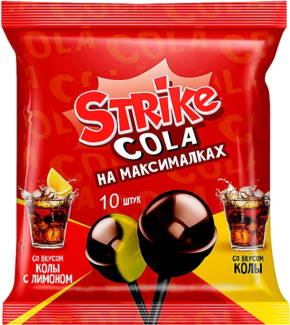Strike, карамель на палочке Cola на максималках по 113 грамм