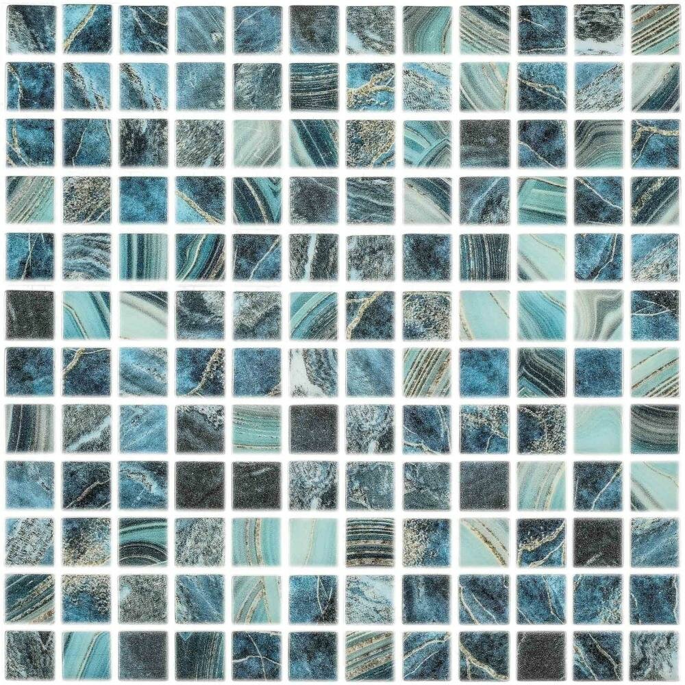 Мозаика Vidrepur Nature Royal голубая стеклянная 317х317х4 мм глянцевая