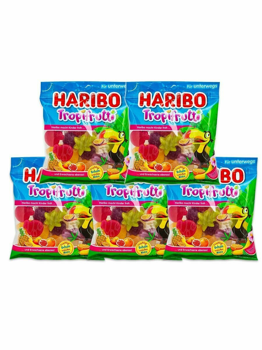 Мармелад жевательный HARIBO Харибо Tropifrutti Тропические Фрукты 5 шт по 100 г