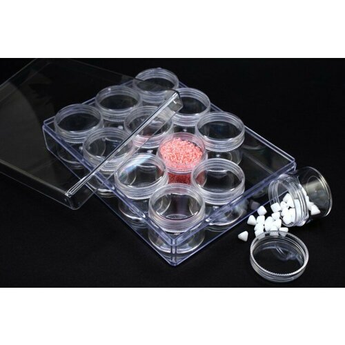 Контейнеры для мелочей 16х12х4см, 12 штук, размер контейнера 3,3х3,8см, 1005-076, 1уп