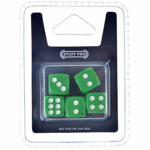 Набор кубиков Stuff-Pro Dice STUFF-PRO d6 (5 шт, 12мм) зеленые