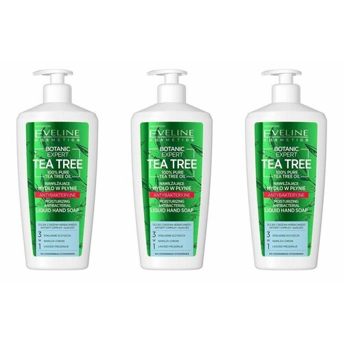 Eveline Cosmetics Жидкое мыло Botanic Expert Tea Tree увлажняющее антибактериальное, 350 мл, 3 шт