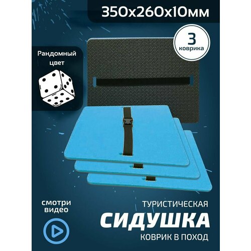 Сиденье туристическое для похода цвета Синий 3 шт с застежкой-фастексом / Коврик для туризма / Сидушка / Стул походный / 35X24X10
