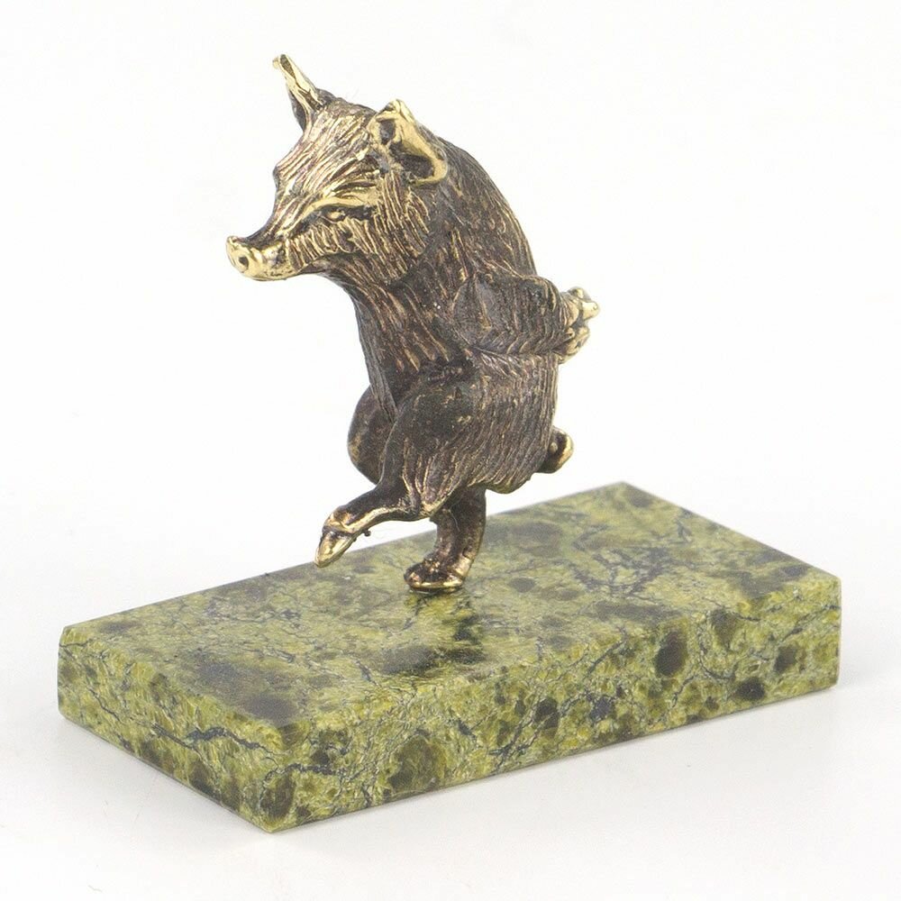 Статуэтка "Поросенок шагает" бронза змеевик 119355