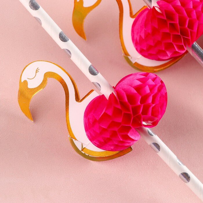 Трубочки для коктейля «Фламинго», спираль, в наборе 6 штук - фотография № 4